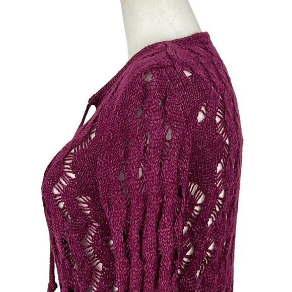 Loft WOMEN'S OPEN KNIT SWEATER V-NECK LONG SLEEVE PURPLE‎ SIZE XSP - Picture 5 of 13